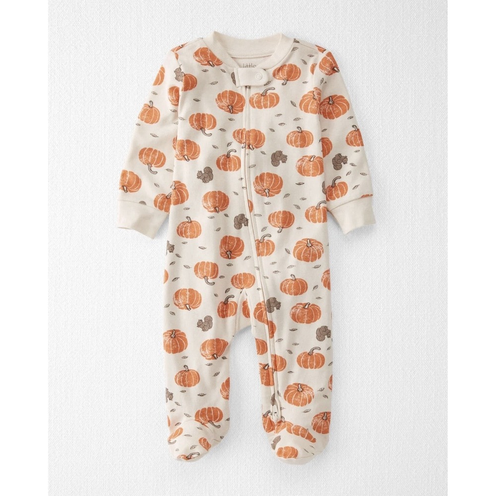 Carter's Baby Organic Cotton Sleep & Play Pajamas Harvest Pumpkins Sz NB NWT